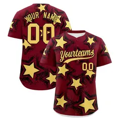 Crimson Khaki Star Graffiti Baseball Jersey