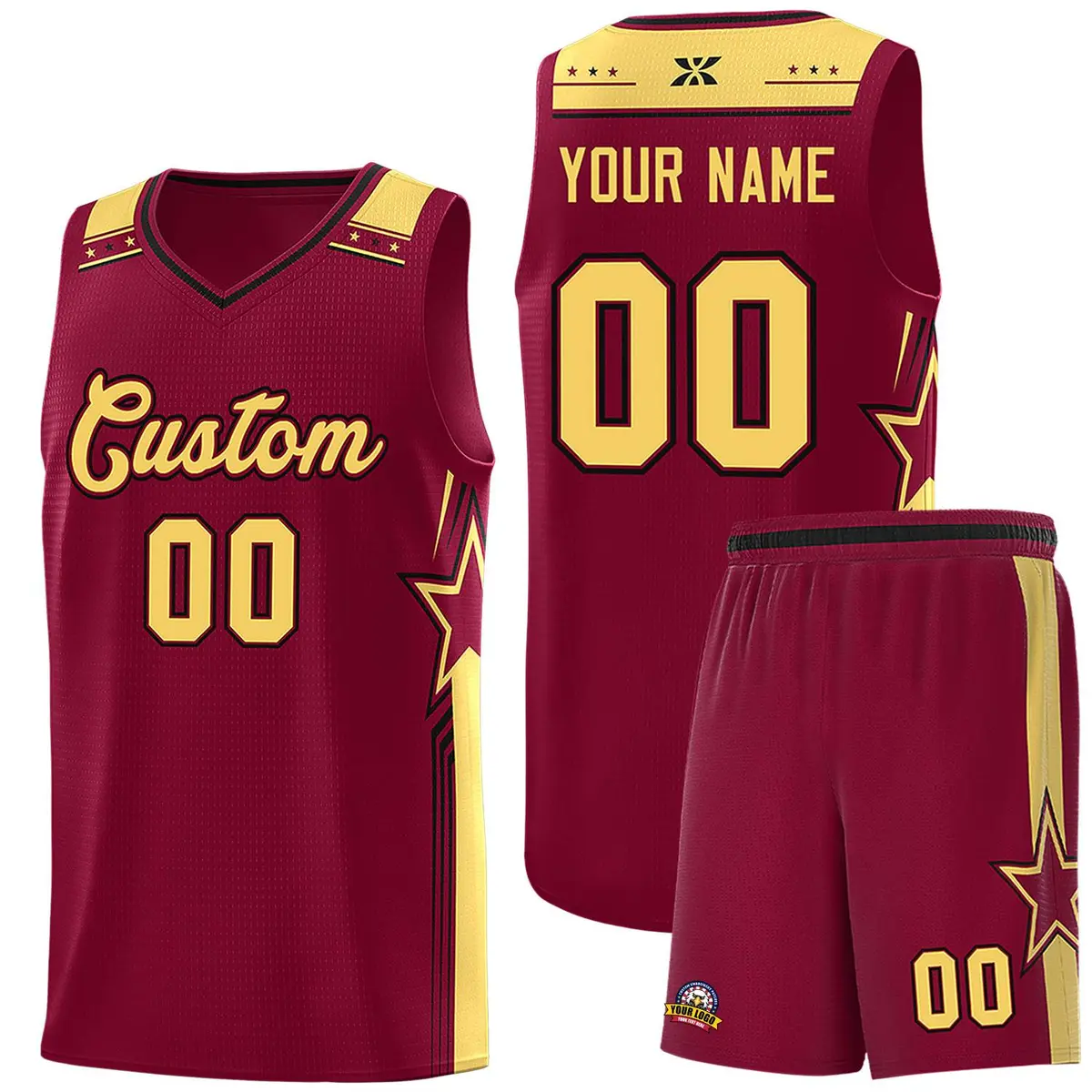Crimson Khaki Star Graffiti Basketball Jersey Sports Uniform