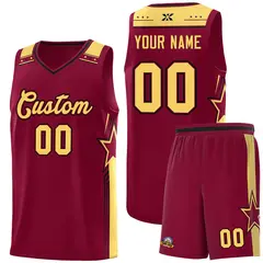 Crimson Khaki Star Graffiti Basketball Jersey Sports Uniform 1