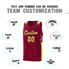 Crimson Khaki Star Graffiti Basketball Jersey Sports Uniform 4