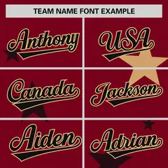 Crimson Khaki Star Graffiti Two-Button Baseball Jersey 3