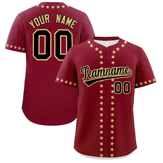 Crimson Khaki Star Ribbing Authentic Baseball Jersey