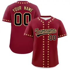 Crimson Khaki Star Ribbing Authentic Baseball Jersey 1