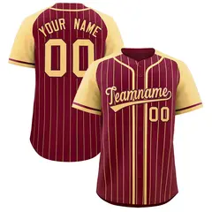 Crimson Khaki Stripe Raglan Sleeves Fashion Baseball Jersey 1