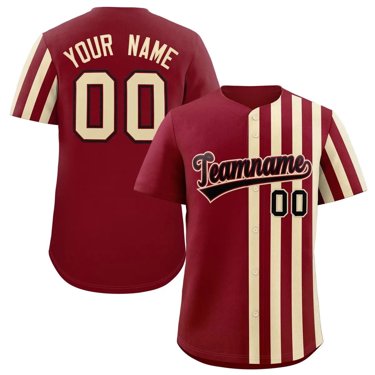 Crimson Khaki Thick Stripe Authentic Baseball Jersey