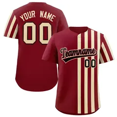 Crimson Khaki Thick Stripe Authentic Baseball Jersey 1