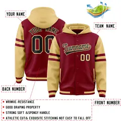 Crimson Khaki Three Stripes Raglan Varsity Letterman Jacket Hoodie 4
