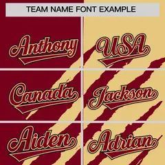 Crimson Khaki Tiger Claw Scratch Split Baseball Jersey 3