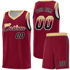 Crimson Khaki Wave Pattern Basketball Uniform Jersey 1