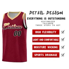 Crimson Khaki Wave Pattern Basketball Uniform Jersey 2