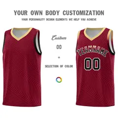 Crimson Khaki Wave Pattern Basketball Uniform Jersey 3