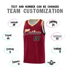 Crimson Khaki Wave Pattern Basketball Uniform Jersey 4