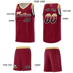Crimson Khaki Wave Pattern Basketball Uniform Jersey 5