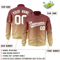 Crimson Khaki-White Gradient Varsity Letterman Bomber Jacket 2