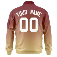Crimson Khaki-White Gradient Varsity Letterman Bomber Jacket 4