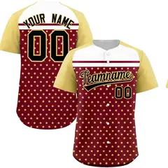 Crimson Khaki-White Raglan Star Print Baseball Jersey 1