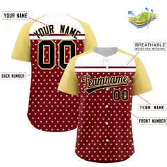 Crimson Khaki-White Raglan Star Print Baseball Jersey 2