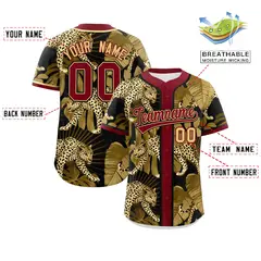 Crimson Leopard Graffiti Pattern Authentic Baseball Jersey 2