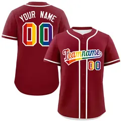 Crimson LGBT Rainbow Pride Month Baseball Jersey