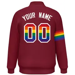 Crimson LGBT Rainbow Pride Month Letterman Baseball Jacket 4
