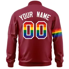 Crimson LGBT Rainbow Pride Month Letterman Bomber Jacket 4