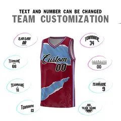 Crimson Light Blue-Crimson Tear Graffiti Basketball Jersey 4