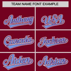 Crimson Light Blue Edge Color Block Baseball Jersey 3