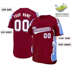 Crimson Light Blue Flame Outline Side Basketball Jersey 2