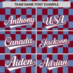 Crimson Light Blue Plaid Fashion Authentic Baseball Jersey 3