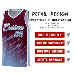 Crimson Light Blue Splash Basketball Uniforms for Practice 2