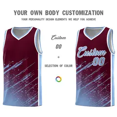 Crimson Light Blue Splash Basketball Uniforms for Practice 3