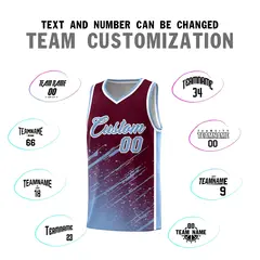Crimson Light Blue Splash Basketball Uniforms for Practice 4