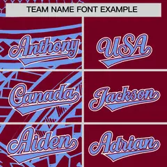 Crimson Light Blue Tribal Split Baseball Jersey 3