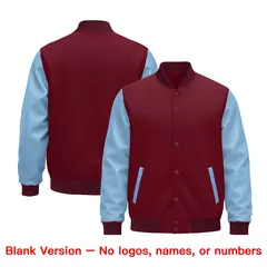 Crimson Light Blue White Varsity Full-Snap Letterman Jacket 2