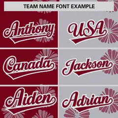 Crimson Light Gray Split Flower Graffiti Baseball Jersey 3