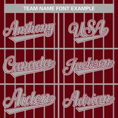 Crimson Light Gray Stripe Full Button Baseball Jersey 3