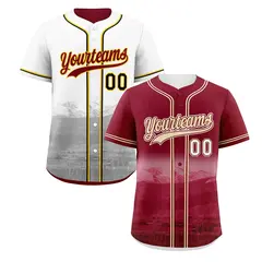 Crimson Light Khaki Reversible City Graffiti Baseball Jersey