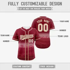 Crimson Light Khaki Reversible City Graffiti Baseball Jersey 3
