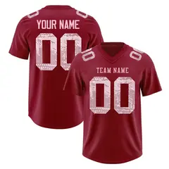 Crimson Light Pink Sequin Lettering Stretch Football Jersey 1