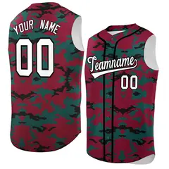 Crimson Midnight Green Black Camo Sleeveless Baseball Jersey