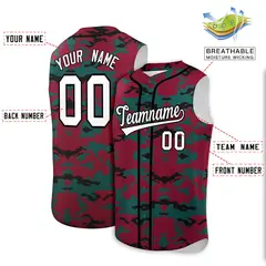 Crimson Midnight Green Black Camo Sleeveless Baseball Jersey 2