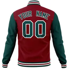 Crimson Midnight Green Varsity Raglan Sleeves Letterman Baseball Jacket 6