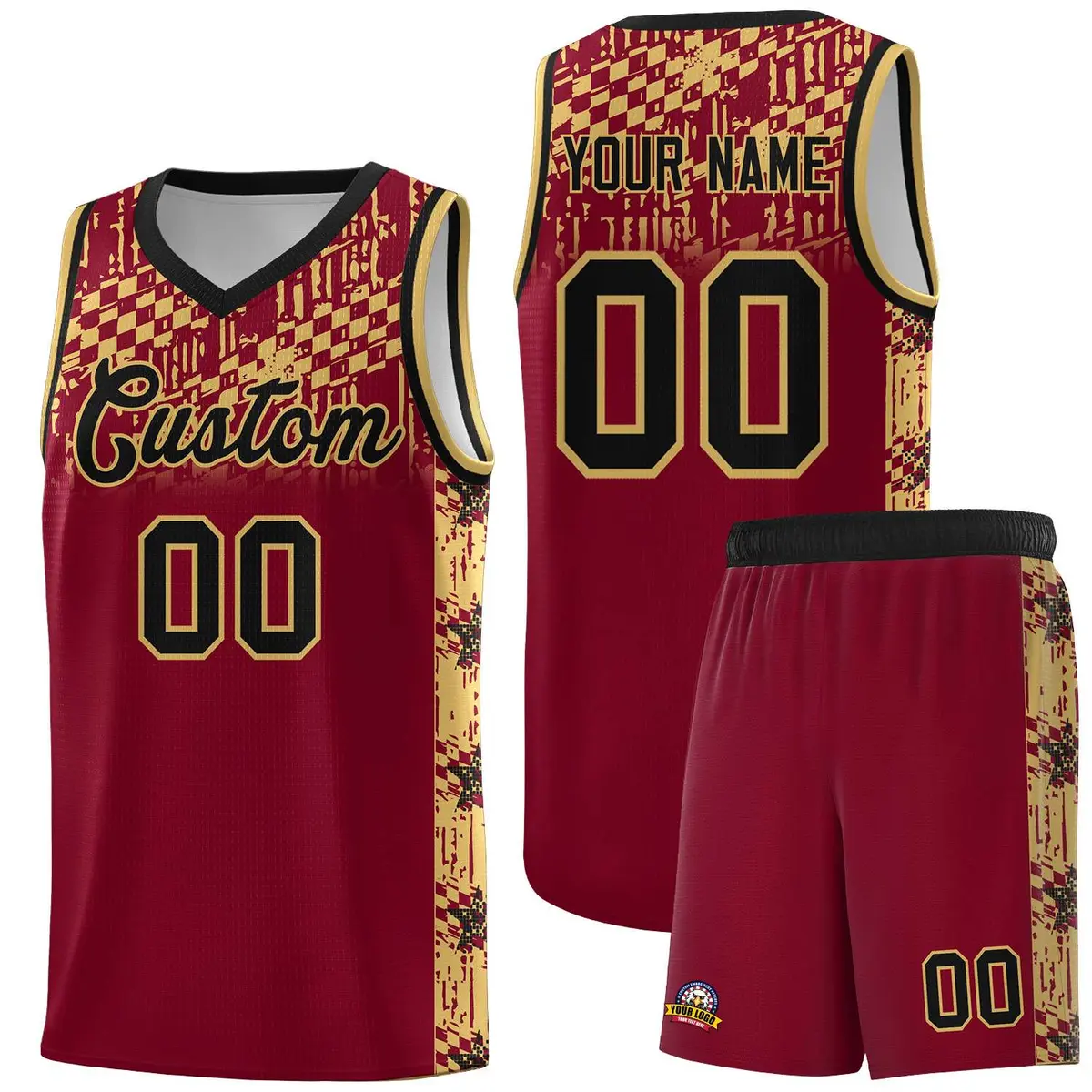 Crimson Mosaic Stars Basketball Uniform Jersey
