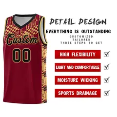 Crimson Mosaic Stars Basketball Uniform Jersey 2