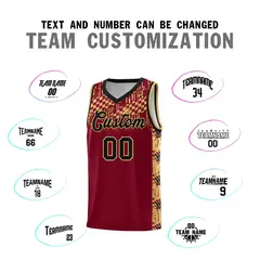 Crimson Mosaic Stars Basketball Uniform Jersey 4