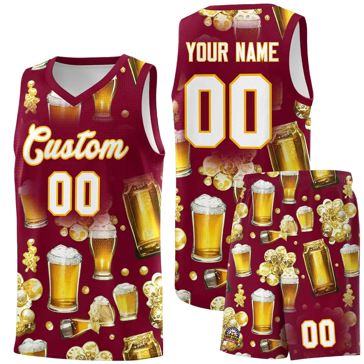 Crimson National Beer Day Beer Bubble Basketball Jersey