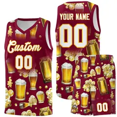 Crimson National Beer Day Beer Bubble Basketball Jersey