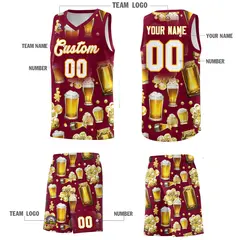 Crimson National Beer Day Beer Bubble Basketball Jersey 3