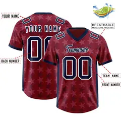 Crimson Navy All Star Graffiti Pattern Football Jersey 2