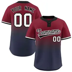 Crimson Navy Black-White Gradient Two-Button Softball Jersey 1